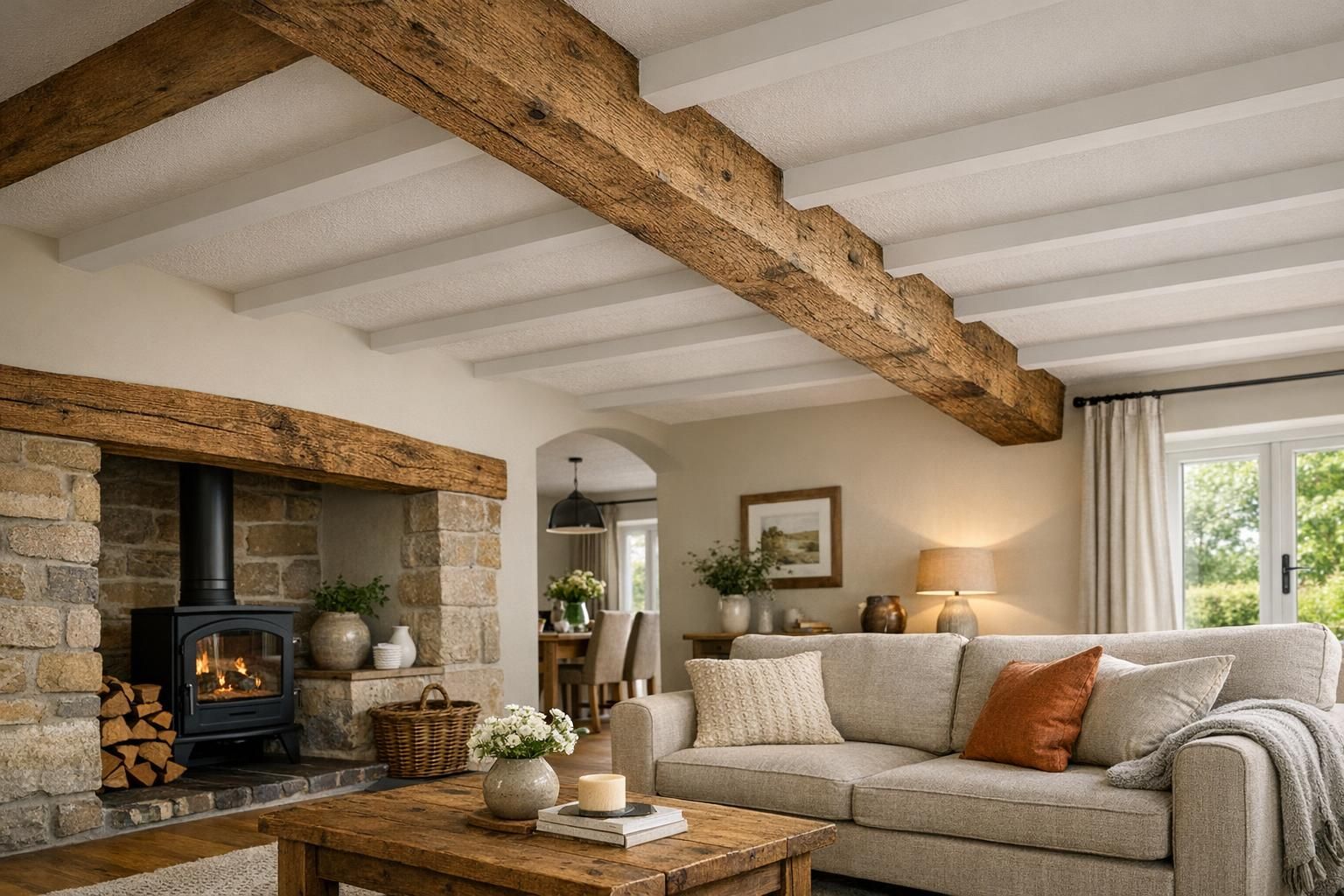 Ceiling Beam Ideas for UK Homes Rustic Oak Box Beams and Painted Finishes That Add Character