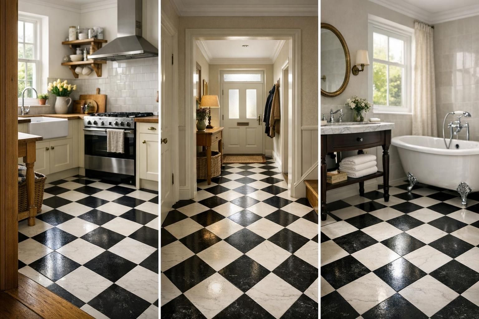 Checkerboard Flooring Ideas for UK Kitchens Hallways and Bathrooms