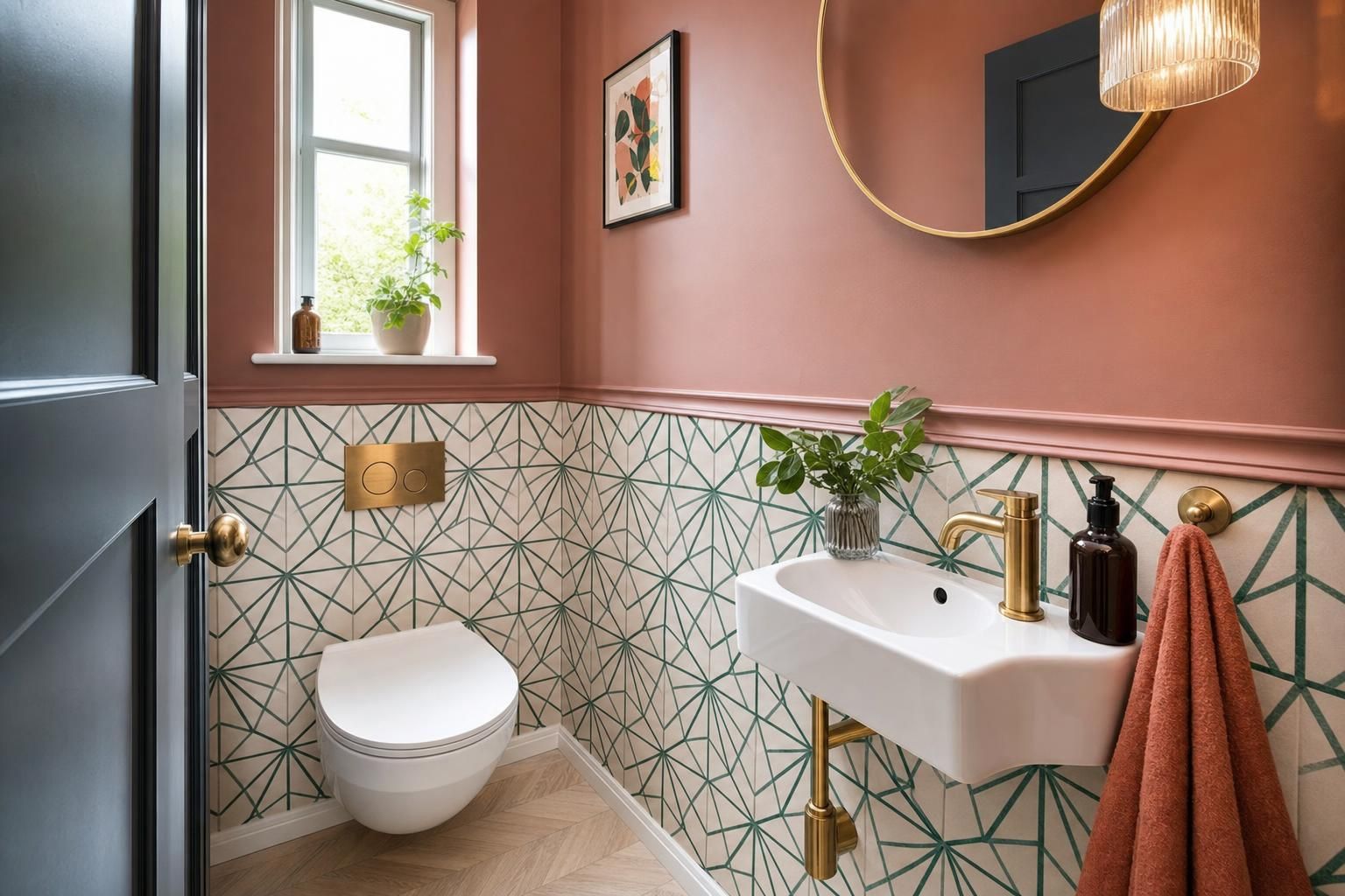 Colourful Cloakroom Ideas for Homes with Bold Tiles Paint and Space Saving Style