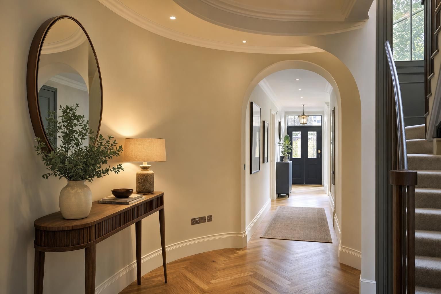 Curved Hallway Ideas for Homes with Arches Soft Lighting and Smarter Flow