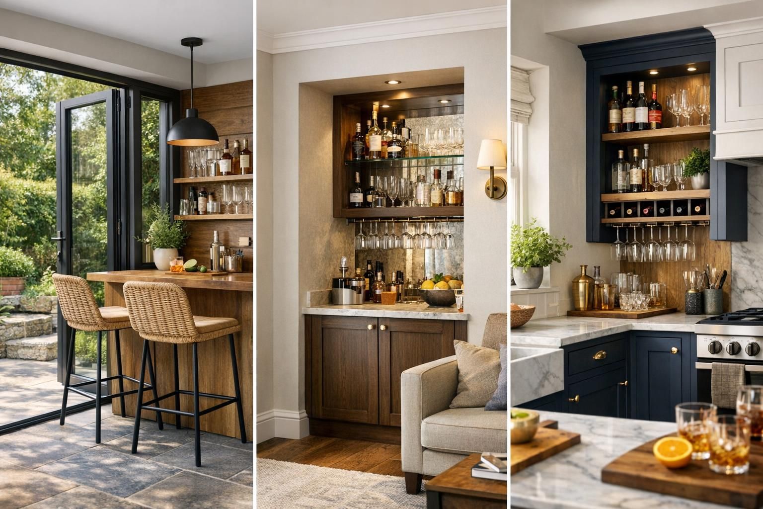 Home Bar Ideas for UK Homes Garden Rooms Alcoves and Kitchen Corners That Feel Stylish and Practical