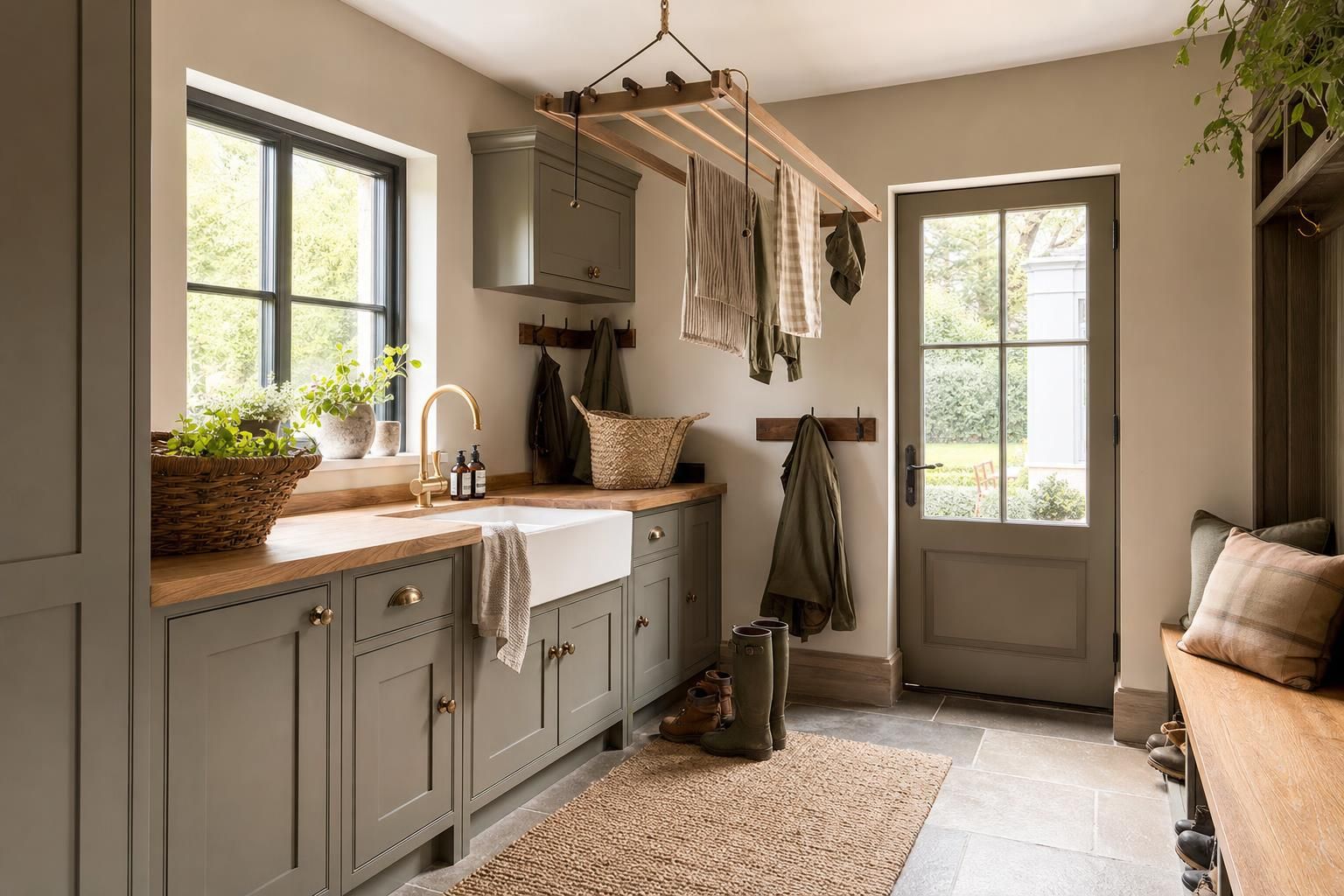 Rustic Utility Room Ideas for Homes with Boot Storage Drying Rails and Hardwearing Finishes