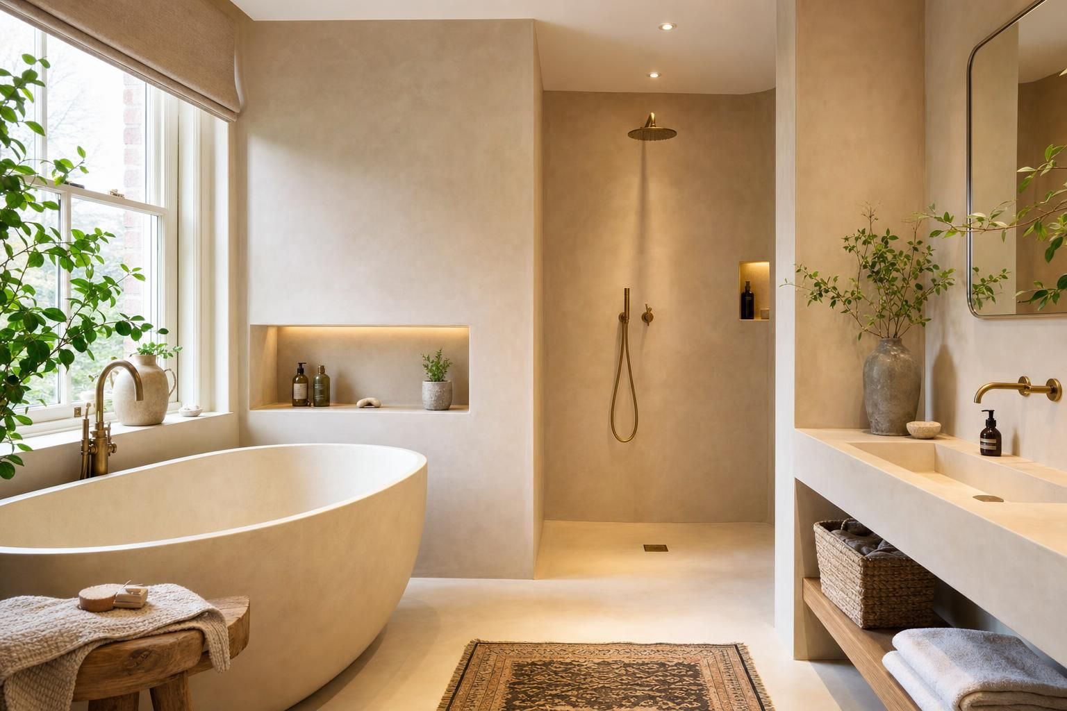 Tadelakt Bathroom Ideas for Homes with Soft Texture and Spa Style Warmth