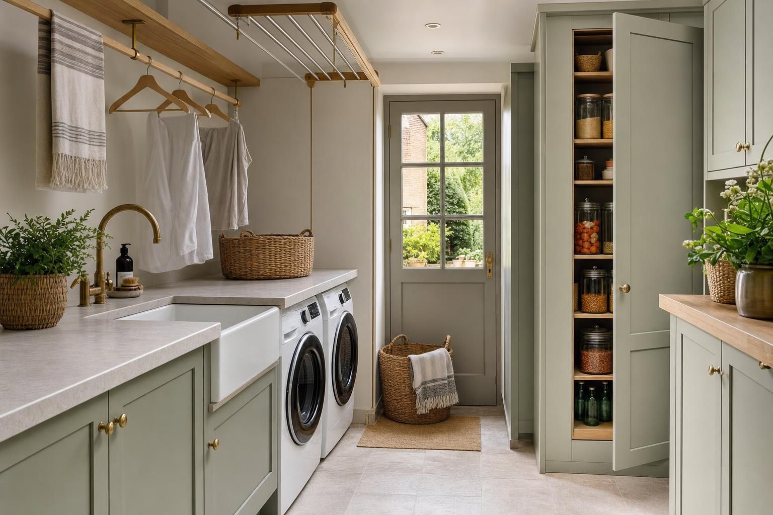 Elegant Utility Room Ideas for UK Homes with Drying Rails Pantry Storage and Hardworking Finishes