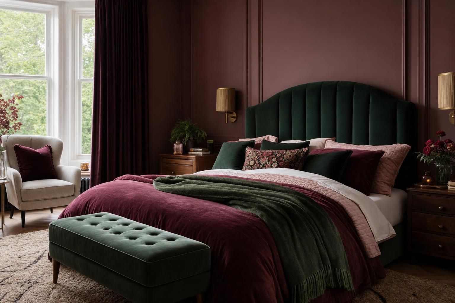 Velvet Bedroom Ideas for Homes with Rich Colour Layers Soft Lighting and Luxe Texture